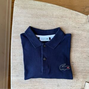 Lacoste Men’s Navy Polo Shirt with White Accents Regular Fit Size L